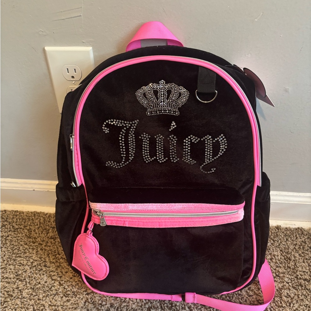 Juicy Couture Black Backpack with Pink Trim